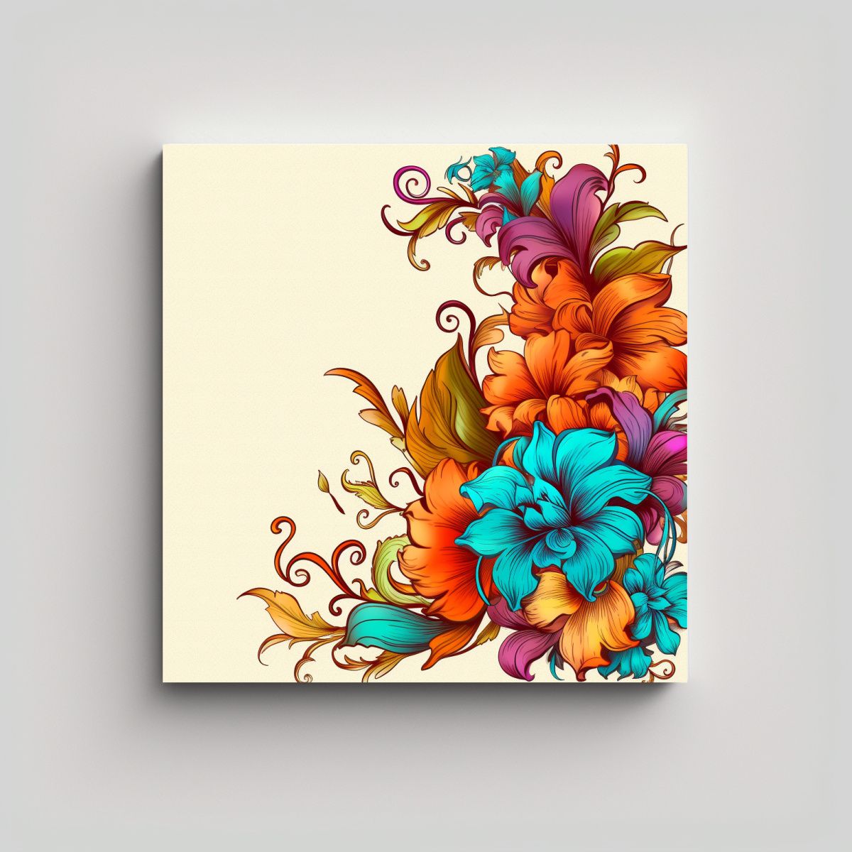 GENERICO - Cuadro Decorativo Alta Calidad: Diseño Floral 90x90 Cm