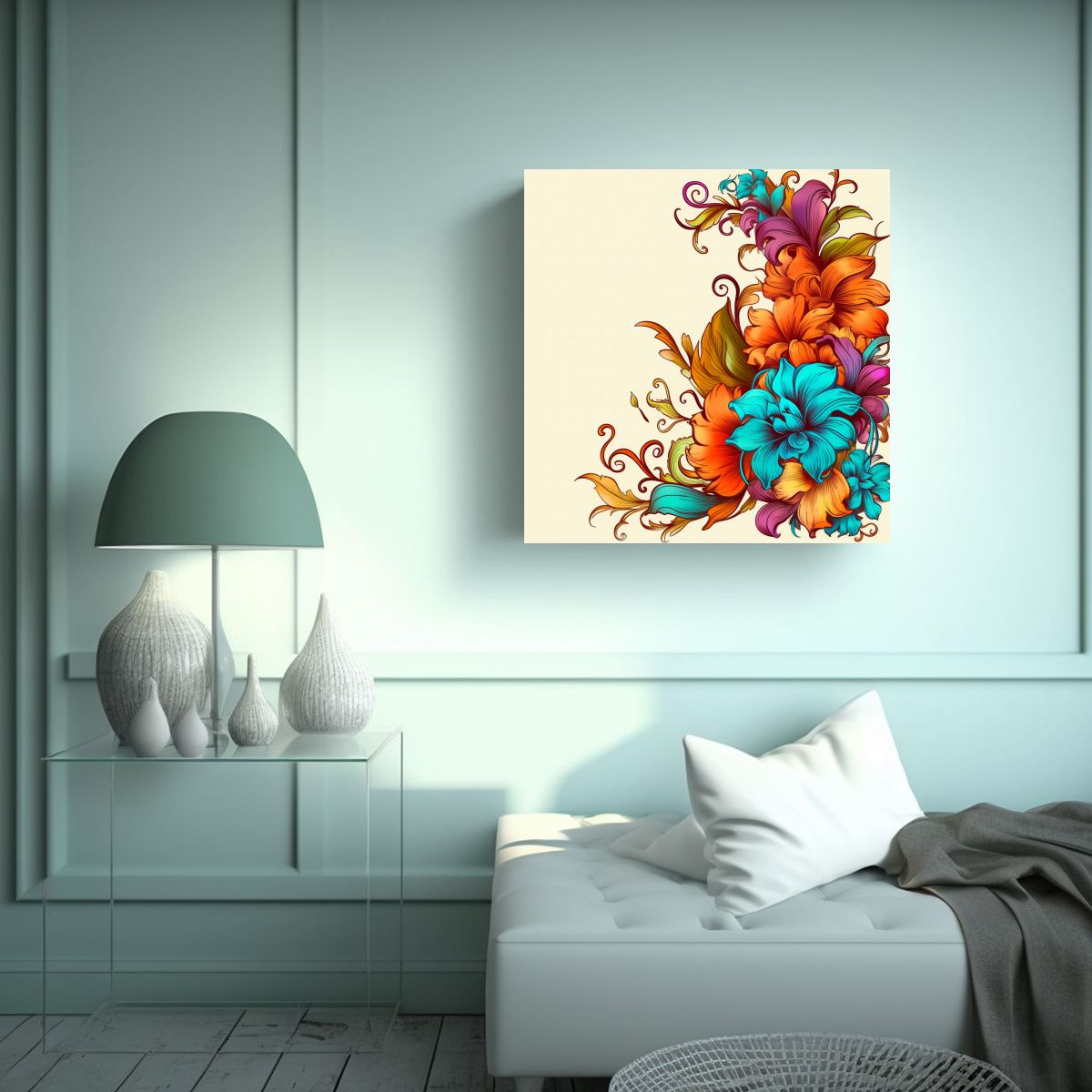 GENERICO - Cuadro Decorativo Alta Calidad: Diseño Floral 90x90 Cm