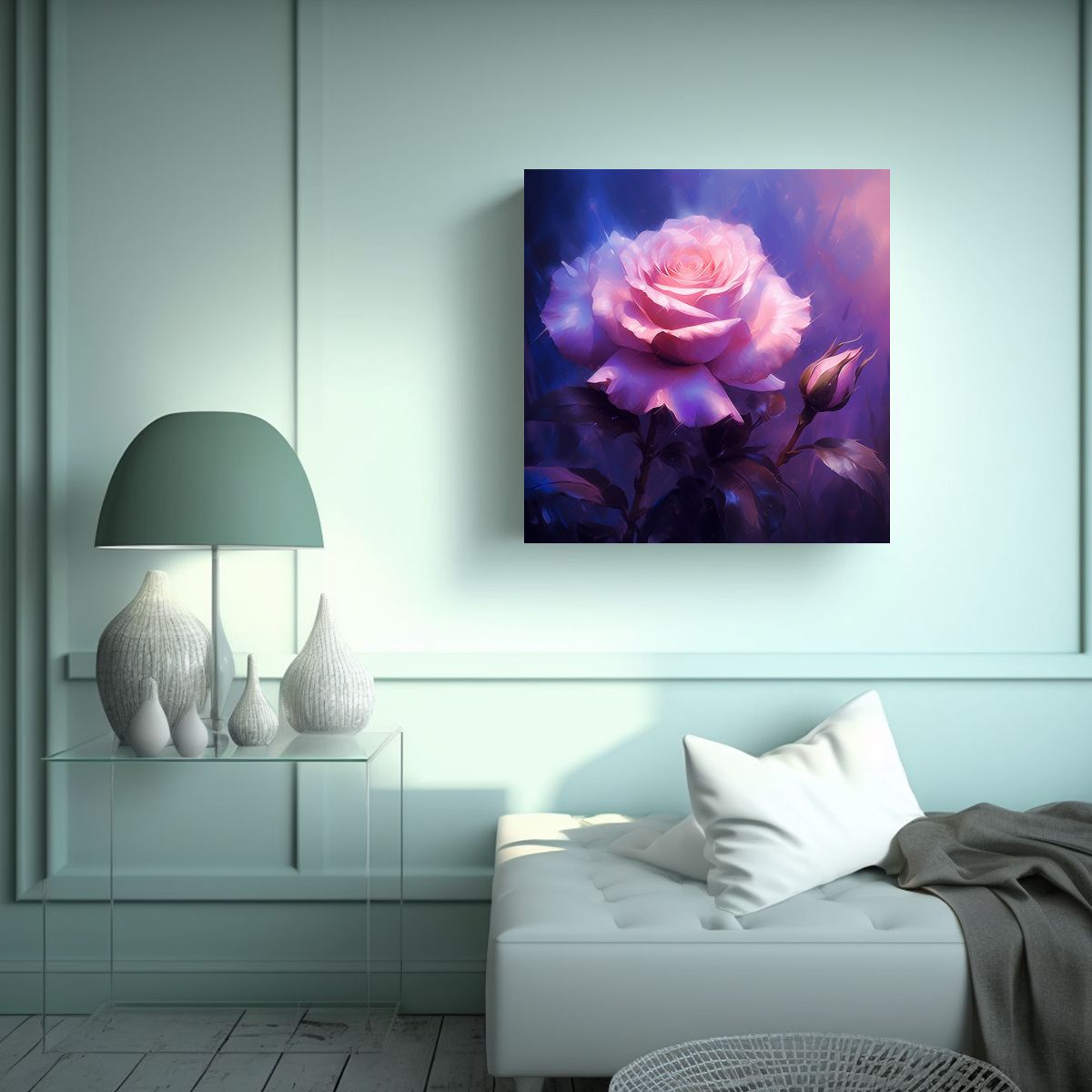 GENERICO - Decoración De Pared Con Rosa Púrpura En Arte 80x80 Cm.