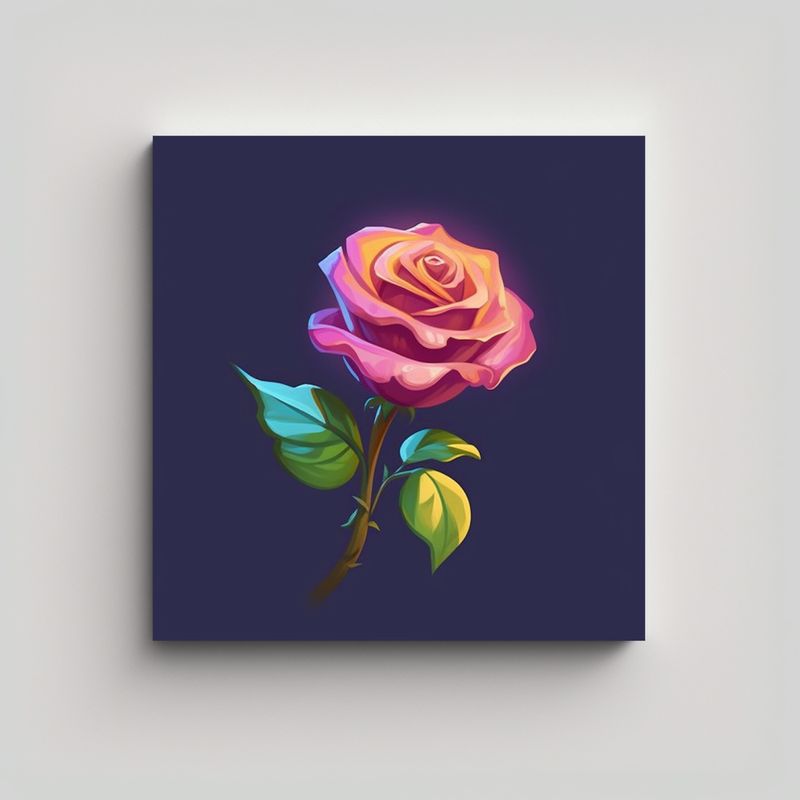 GENERICO - Cuadro Decorativo De Flor Rosa Abstracta Para 80x80 Cm