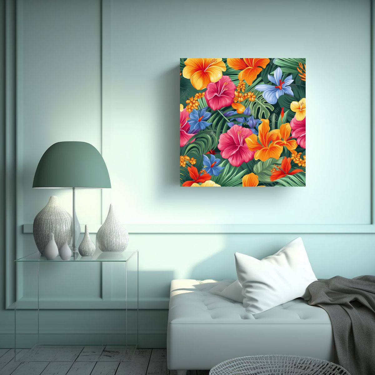 GENERICO - Impacto Visual: Exóticas Flores Tropicales En 60x60 Cm