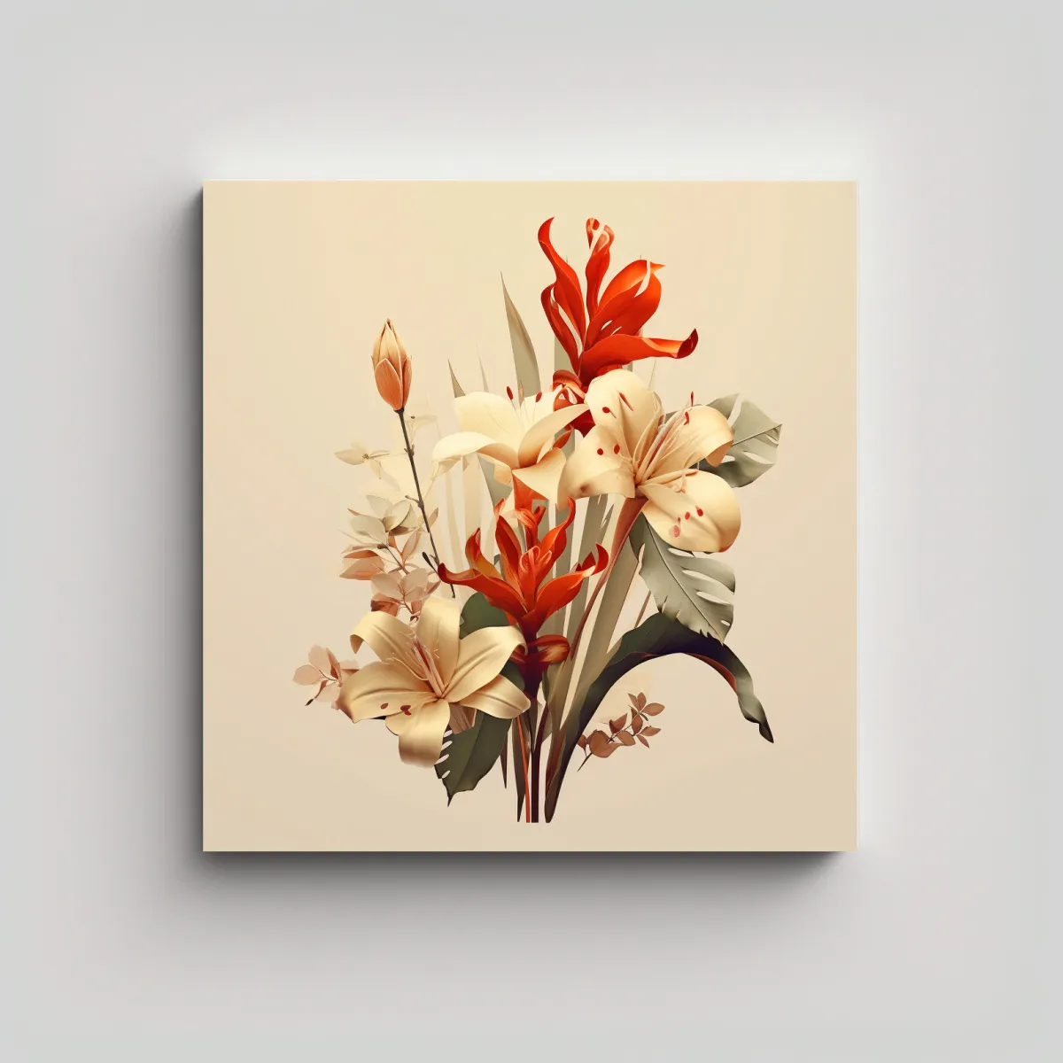 GENERICO - Cuadro Sublimado De Flores Tropicales - Arte Boho 50x50 Cm