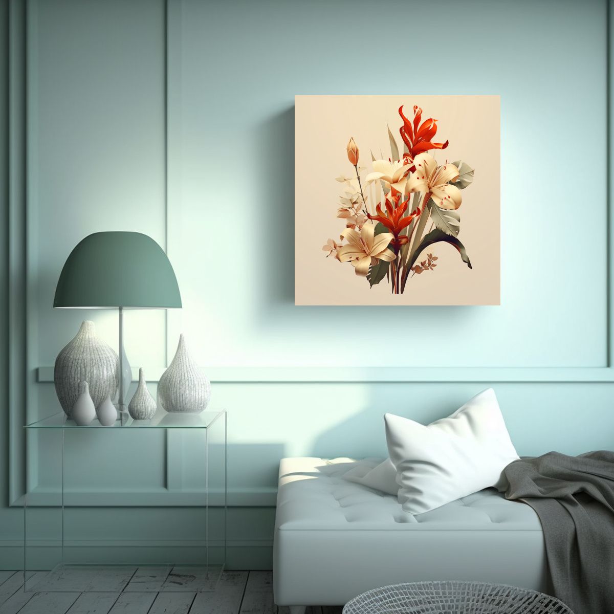 GENERICO - Cuadro Sublimado De Flores Tropicales - Arte Boho 50x50 Cm