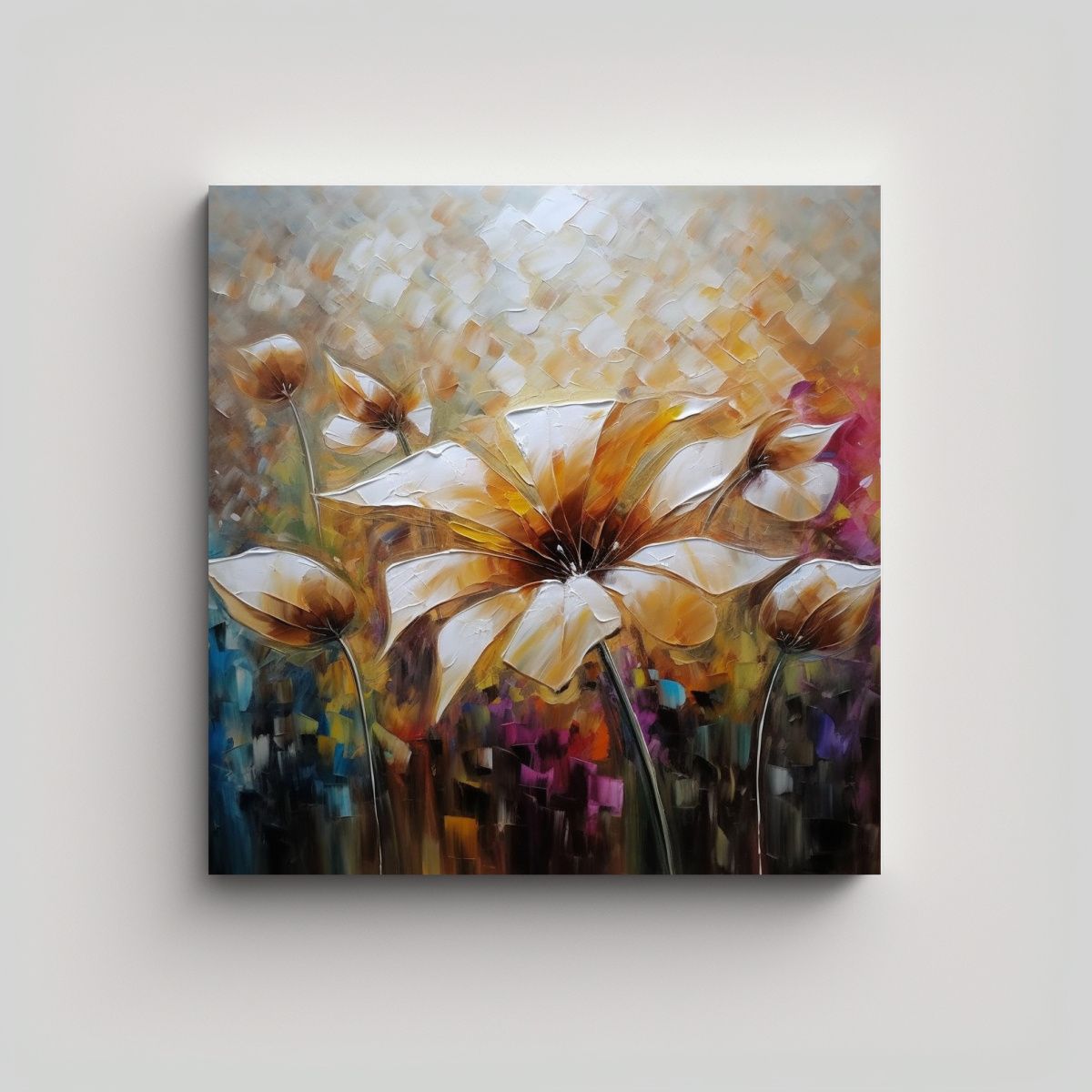 GENERICO - Cuadro Decorativo Rosa En Tela Bastidor - Arte 90x90 Cm