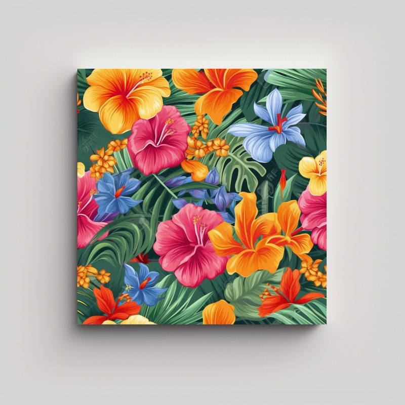 GENERICO - Impacto Visual: Exóticas Flores Tropicales En 30x30 Cm
