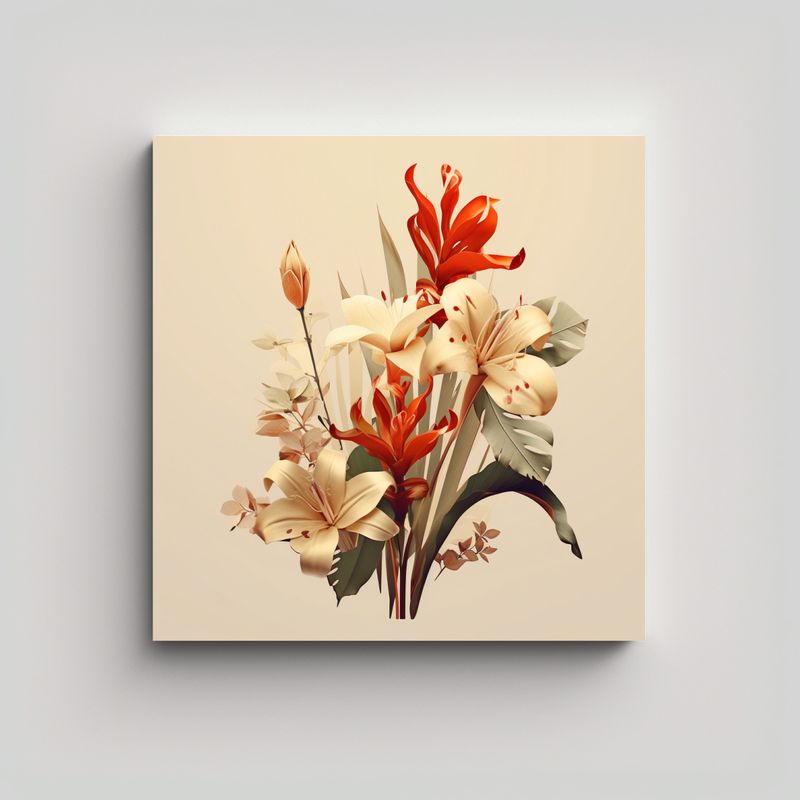 GENERICO - Cuadro Sublimado De Flores Tropicales - Arte Boho 30x30 Cm