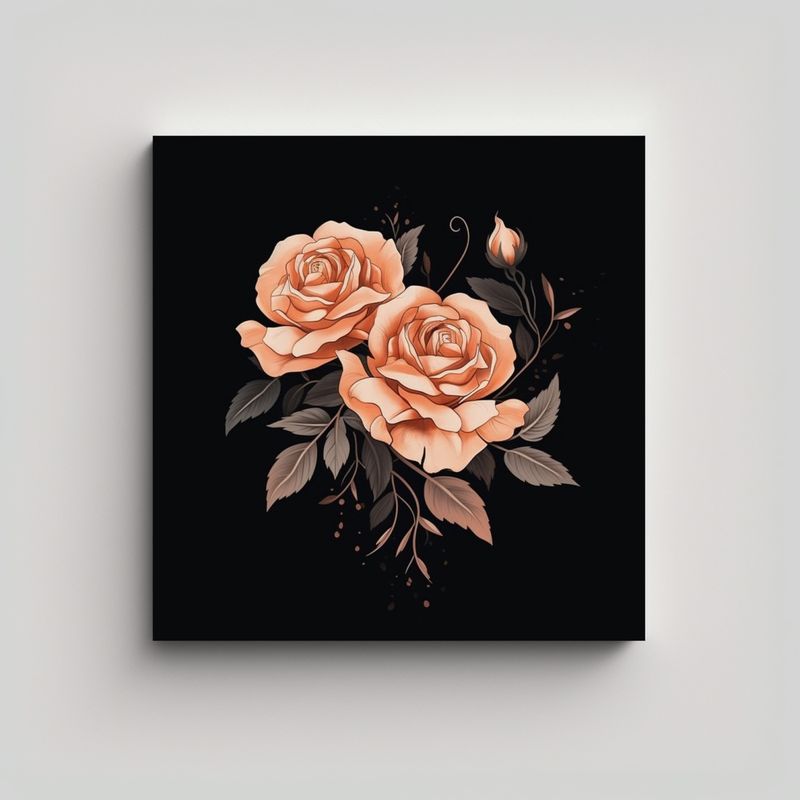 GENERICO - Ilustración Delicada De Rosa En Acuarela: Cuadro 30x30 Cm