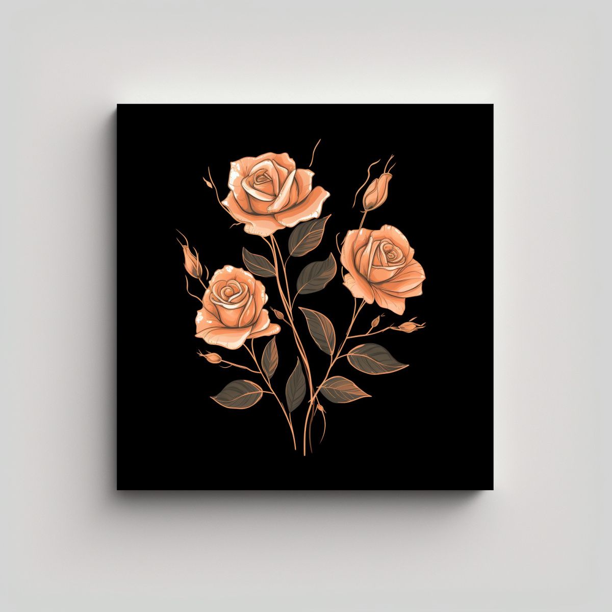 GENERICO - Ilustración Delicada De Rosa En Acuarela Con 70x70 Cm