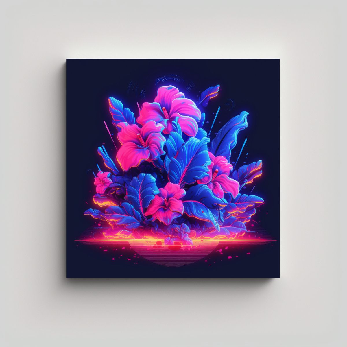 GENERICO - Equilibrio De Arte Dibujo Con Flores De Neón En 60x60 Cm