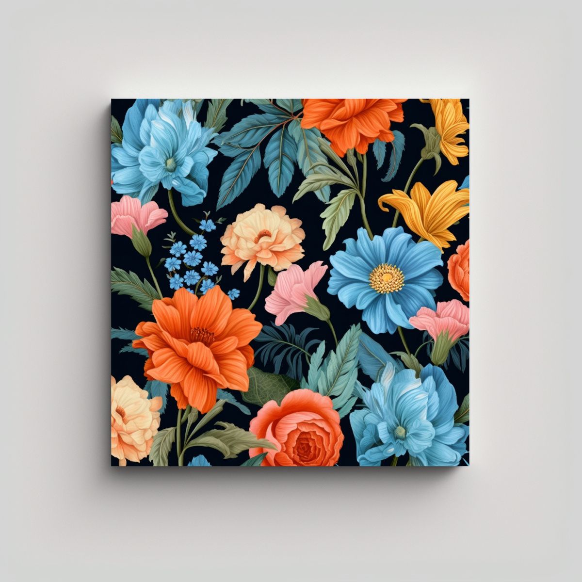 GENERICO - Arte Resiliente Con Patrones De Flores - Cuadros 50x50 Cm