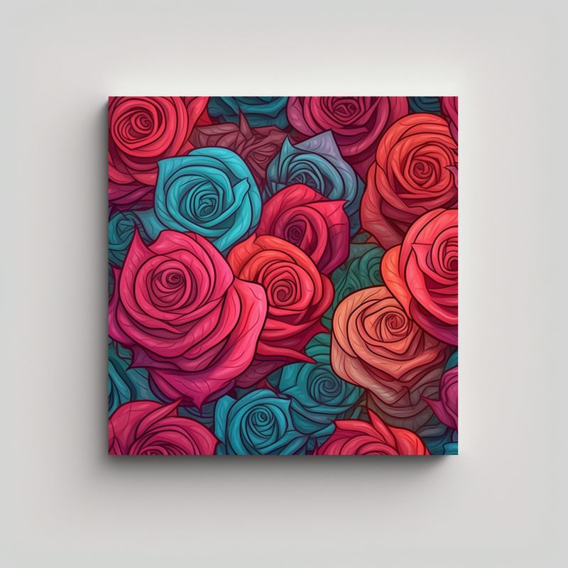 GENERICO - Roses Abstractas: Enigmático Arte De Pared Para 40x40 Cm