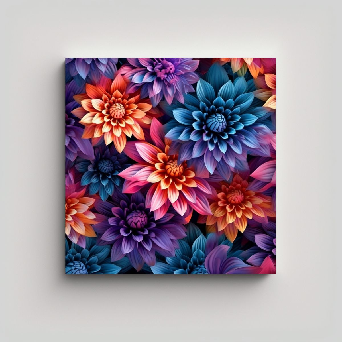 GENERICO - Cuadro Abstracto De Flores En Lienzo Estilizado 80x80 Cm