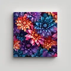 GENERICO - Cuadro Abstracto De Flores En Lienzo Estilizado 50x50 Cm