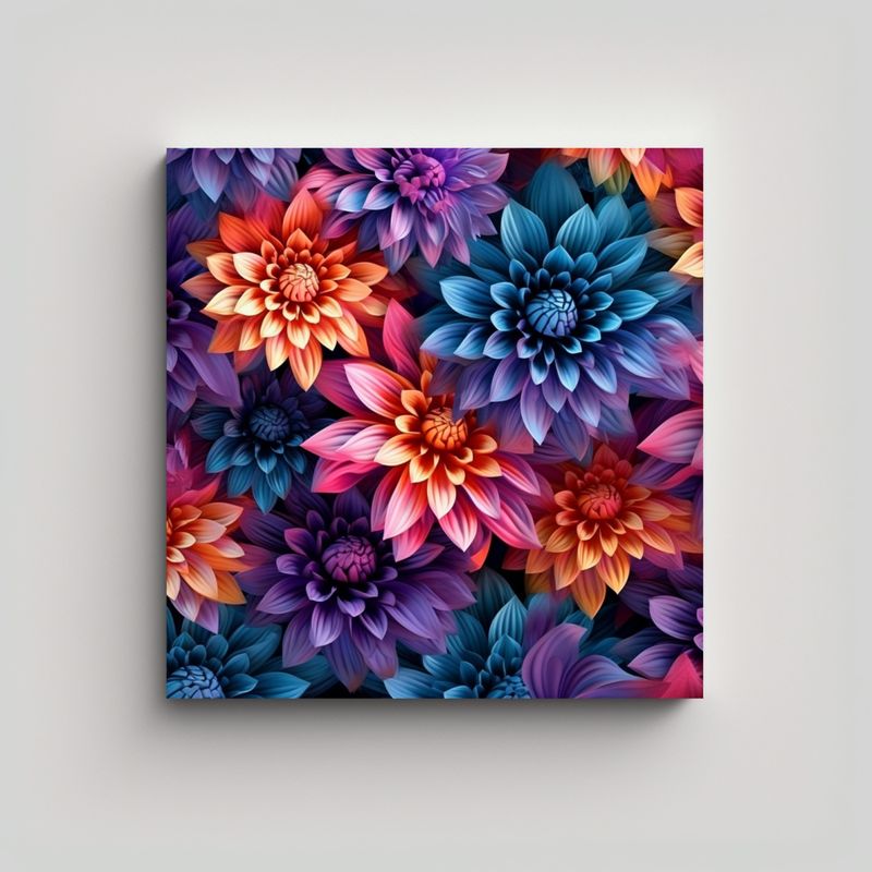 GENERICO - Cuadro Abstracto De Flores En Lienzo Estilizado 30x30 Cm