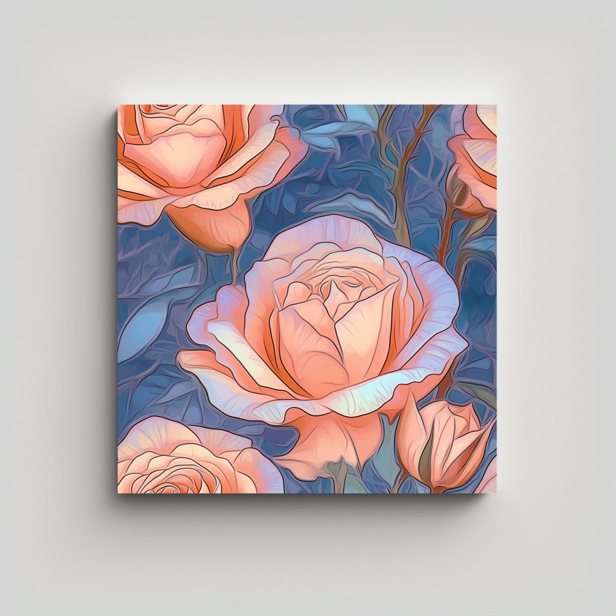 GENERICO - Cuadro De Rosas Pastel: Arte Fino Y Decorativo 70x70 Cm