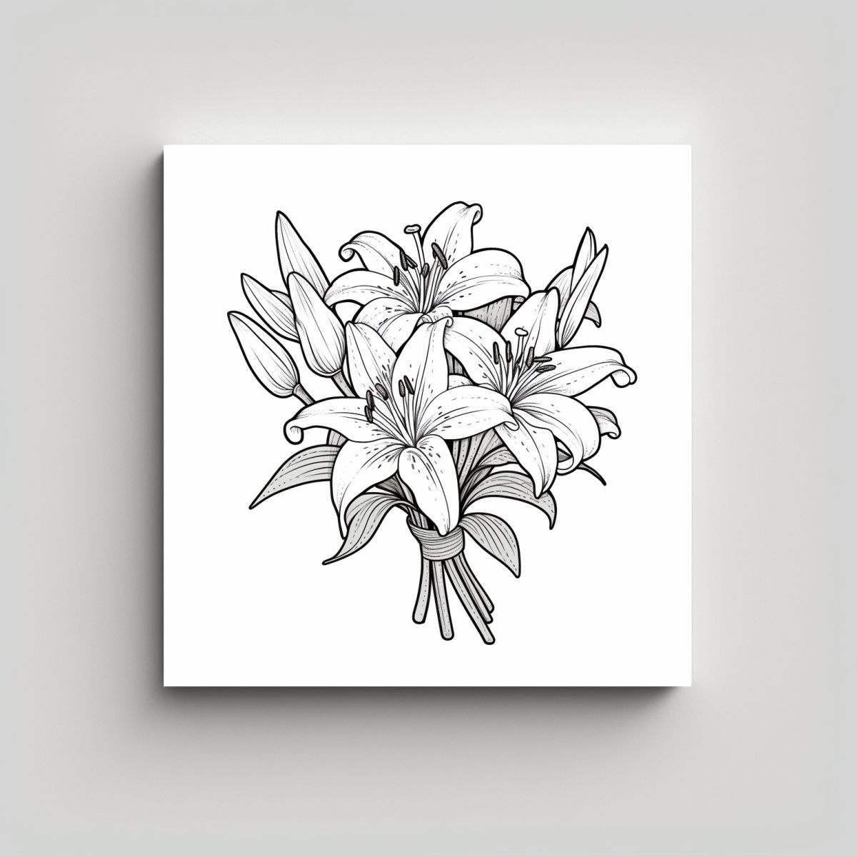 GENERICO - Ilustración Abstracta De Lirio Atado En Tela 50x50 Cm