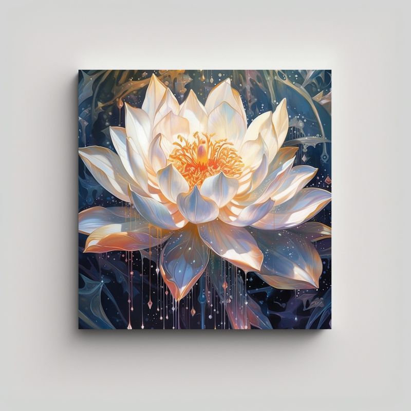 GENERICO - Flor De Loto En Lienzo: Transforma Tu Living Con 90x90 Cm