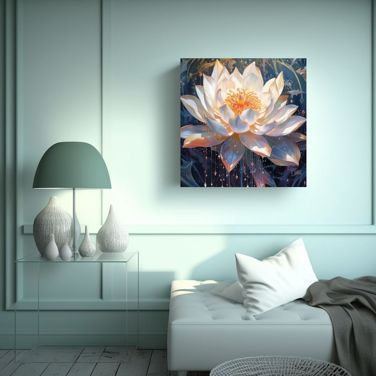 GENERICO - Flor De Loto En Lienzo: Transforma Tu Living Con 50x50 Cm