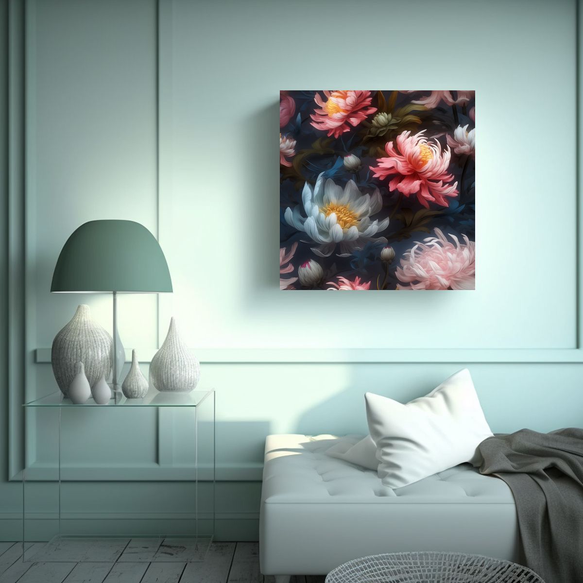 GENERICO - Arte Hyper-Realista: Flores Detalladas En Cuadro 90x90 Cm