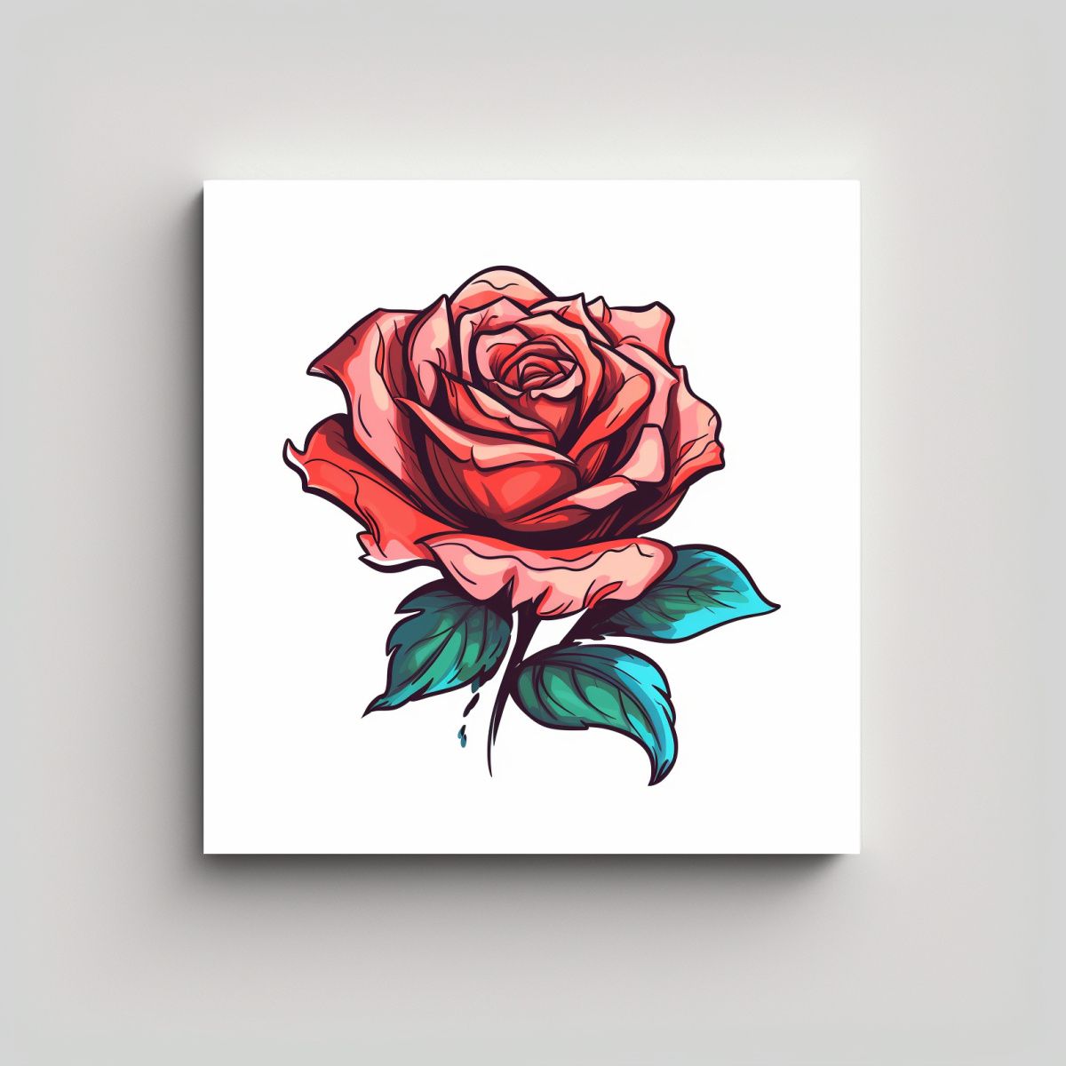 GENERICO - Cuadro Decorativo De Hermosa Rosa En Estilo 50x50 Cm