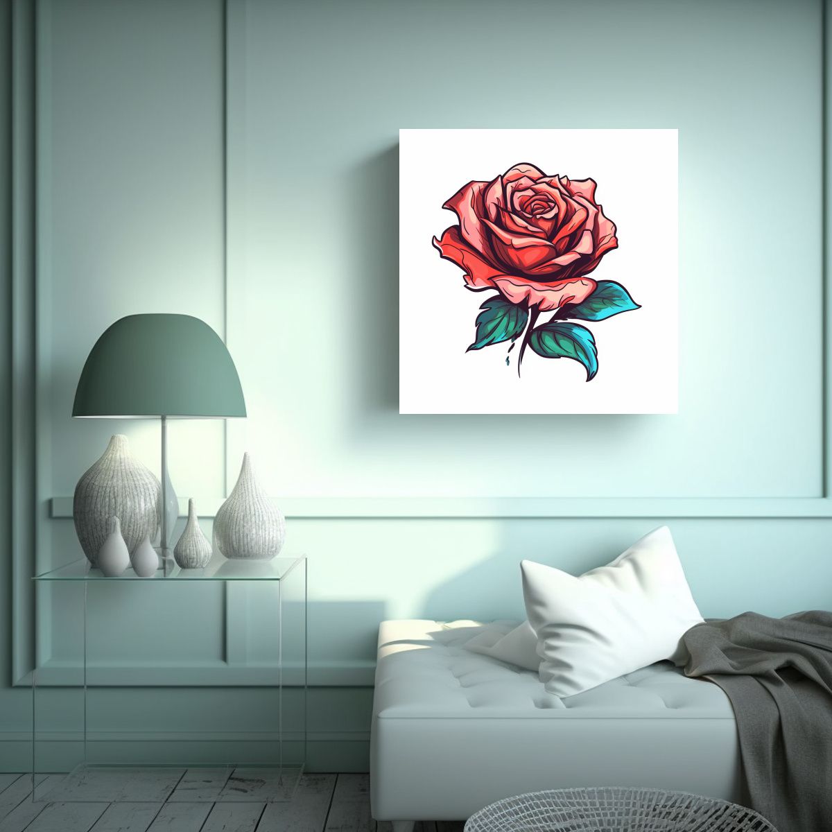 GENERICO - Cuadro Decorativo De Hermosa Rosa En Estilo 50x50 Cm