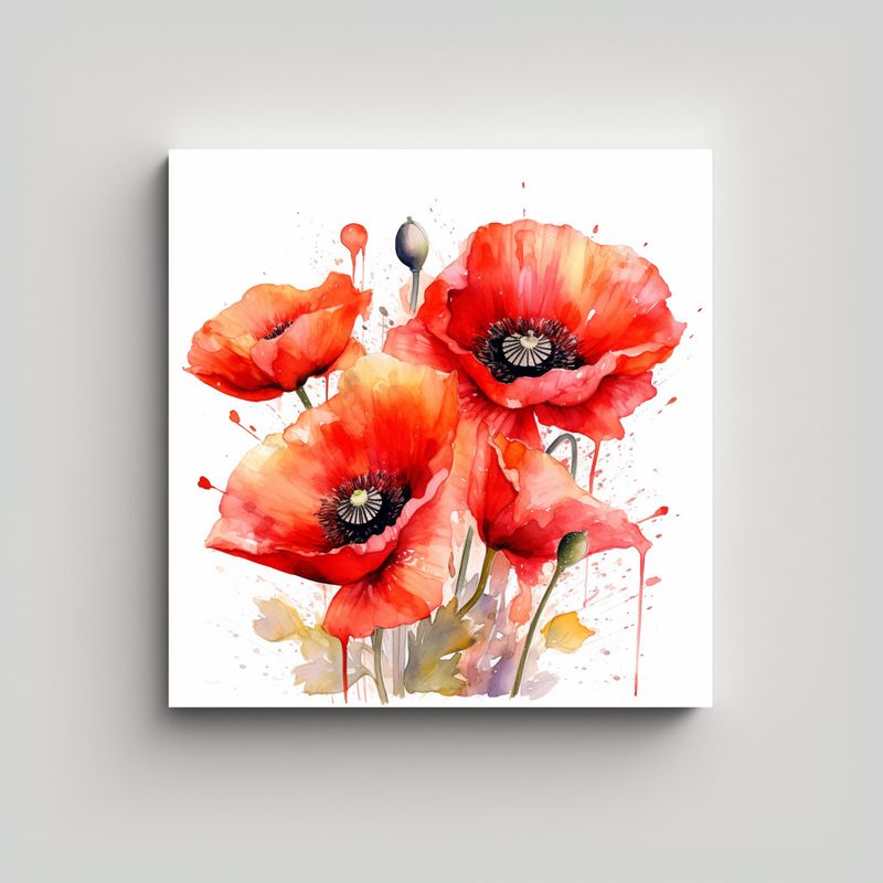 GENERICO - Cuadro Decorativo De Amapola Colorida En Tela 70x70 Cm