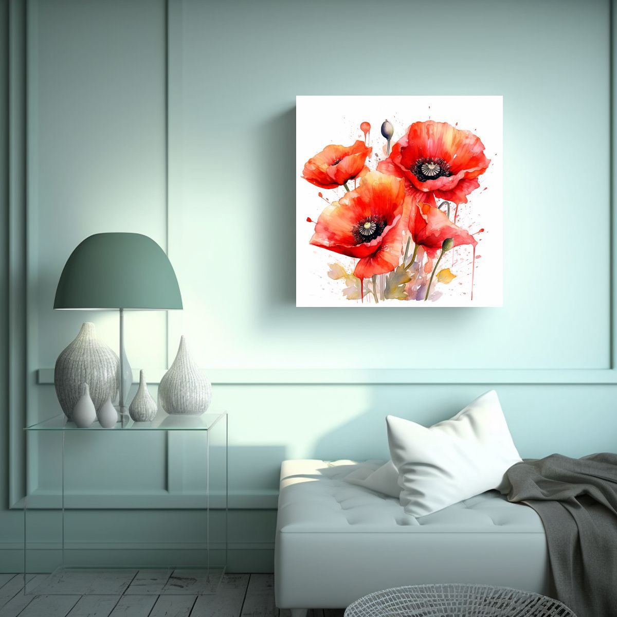 GENERICO - Cuadro Decorativo De Amapola Colorida En Tela 50x50 Cm