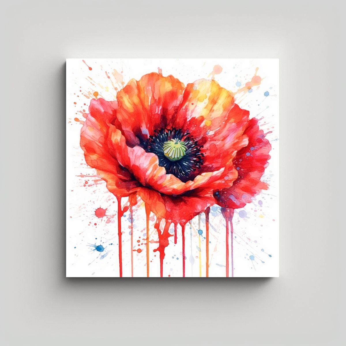 GENERICO - Luminoso Arte De Dibujo Con Acuarela: Poppy 80x80 Cm