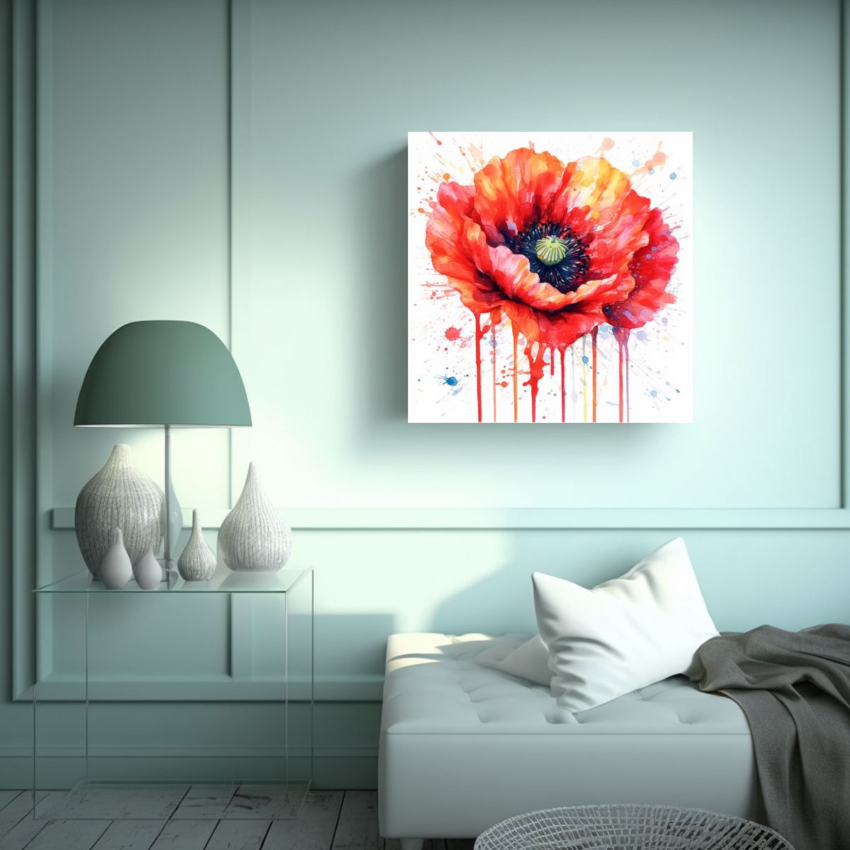 GENERICO - Luminoso Arte De Dibujo Con Acuarela: Poppy 80x80 Cm