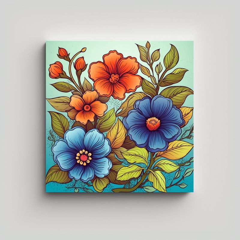 GENERICO - Cuadro Moderno Refinado Con Diseño De Flores En 40x40 Cm