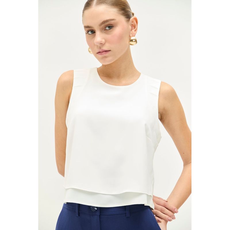 IO - Blusa Sin Mangas Crudo Mujer Io