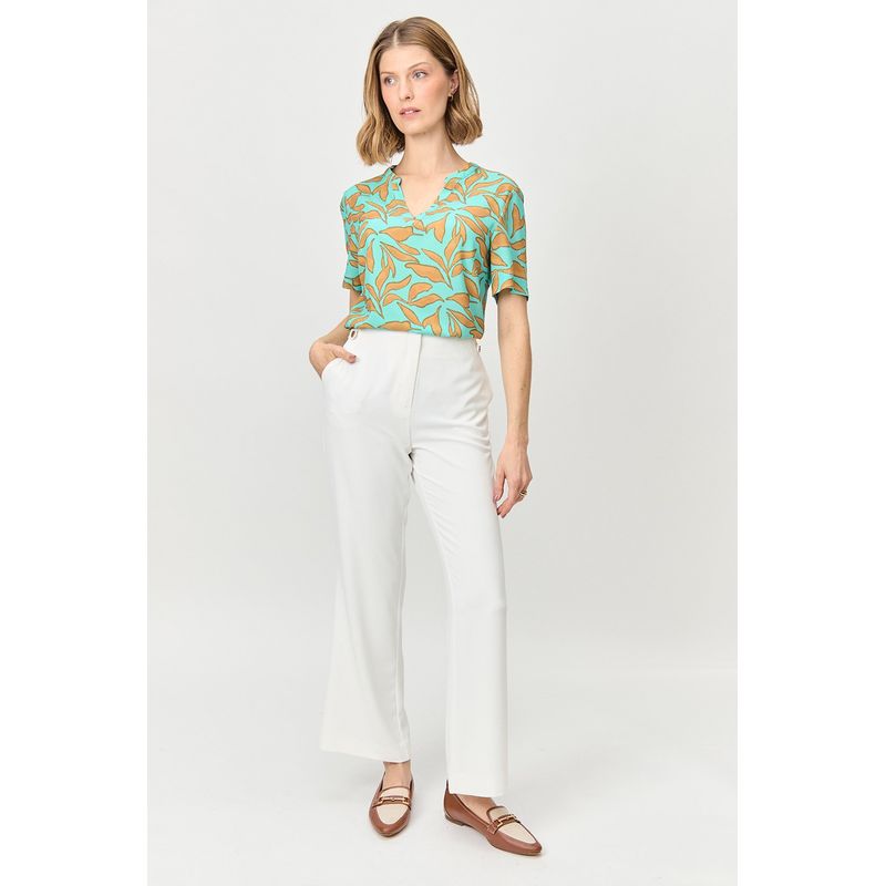 MA GRIFFE - Blusa Manga Corta Verde Cata Mujer Magriffe
