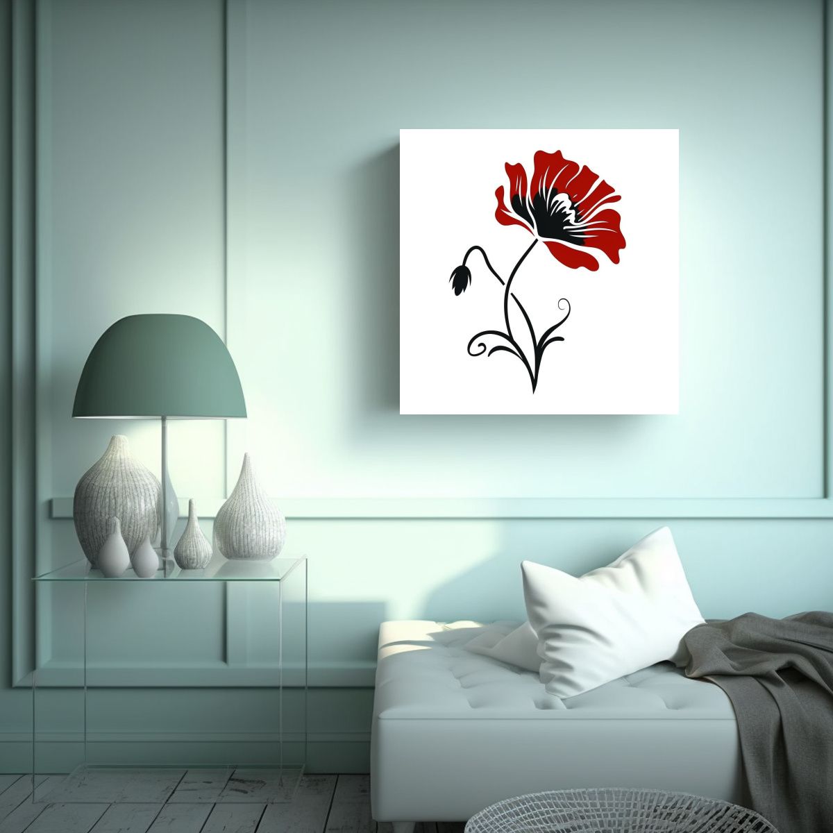 GENERICO - Cuadro Tela Sublimada De Amapola Elegante: 50x50 Cm