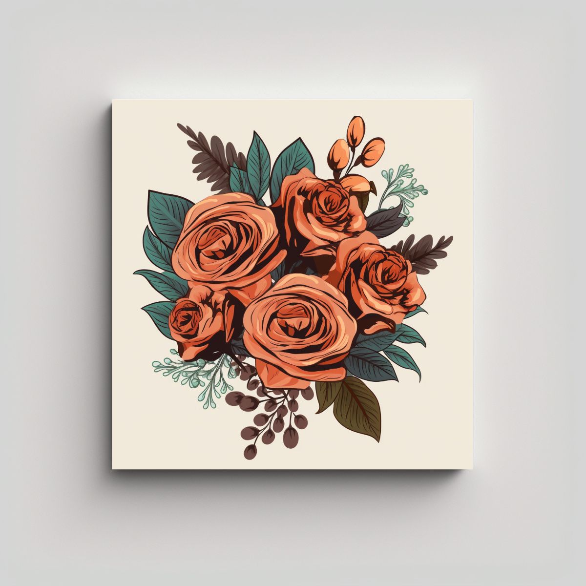 GENERICO - Cuadro Pop Art Con Diseño SVG De Rosas En Bouquet 60x60 Cm