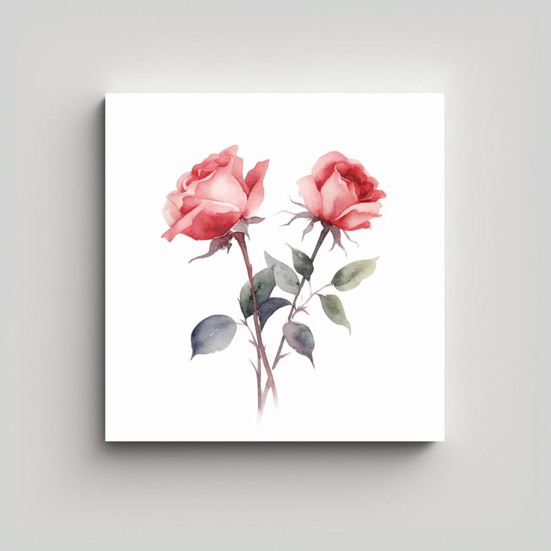 GENERICO - Obra Maestra Minimalista En Acuarela De Rosas En 70x70 Cm