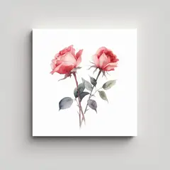 GENERICO - Obra Maestra Minimalista En Acuarela De Rosas En 30x30 Cm