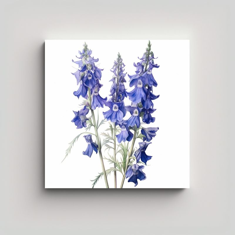 GENERICO - Dibujo Soñador De Flores Larkspur En Lienzo 30x30 Cm