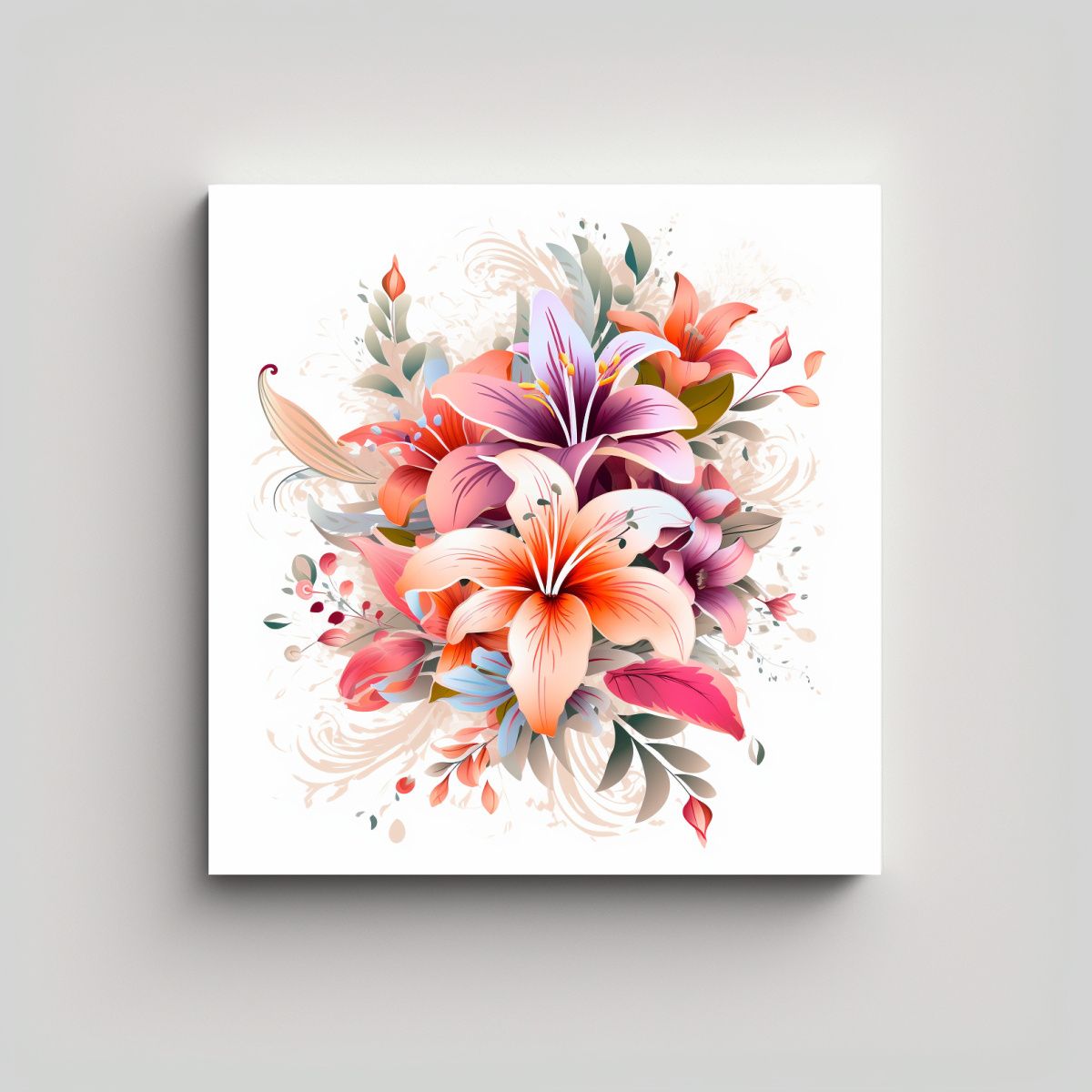 GENERICO - Armonía Floral: Lienzo Decorativo Con Diseño En 60x60 Cm