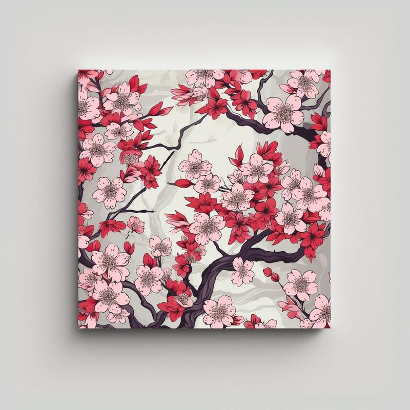 GENERICO - Arte Abstracto Y Patrón De Flor De Cerezo 30x30 Cm