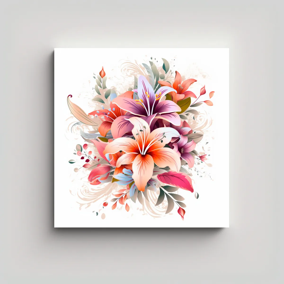 GENERICO - Armonía Floral: Lienzo Decorativo Con Diseño En 80x80 Cm