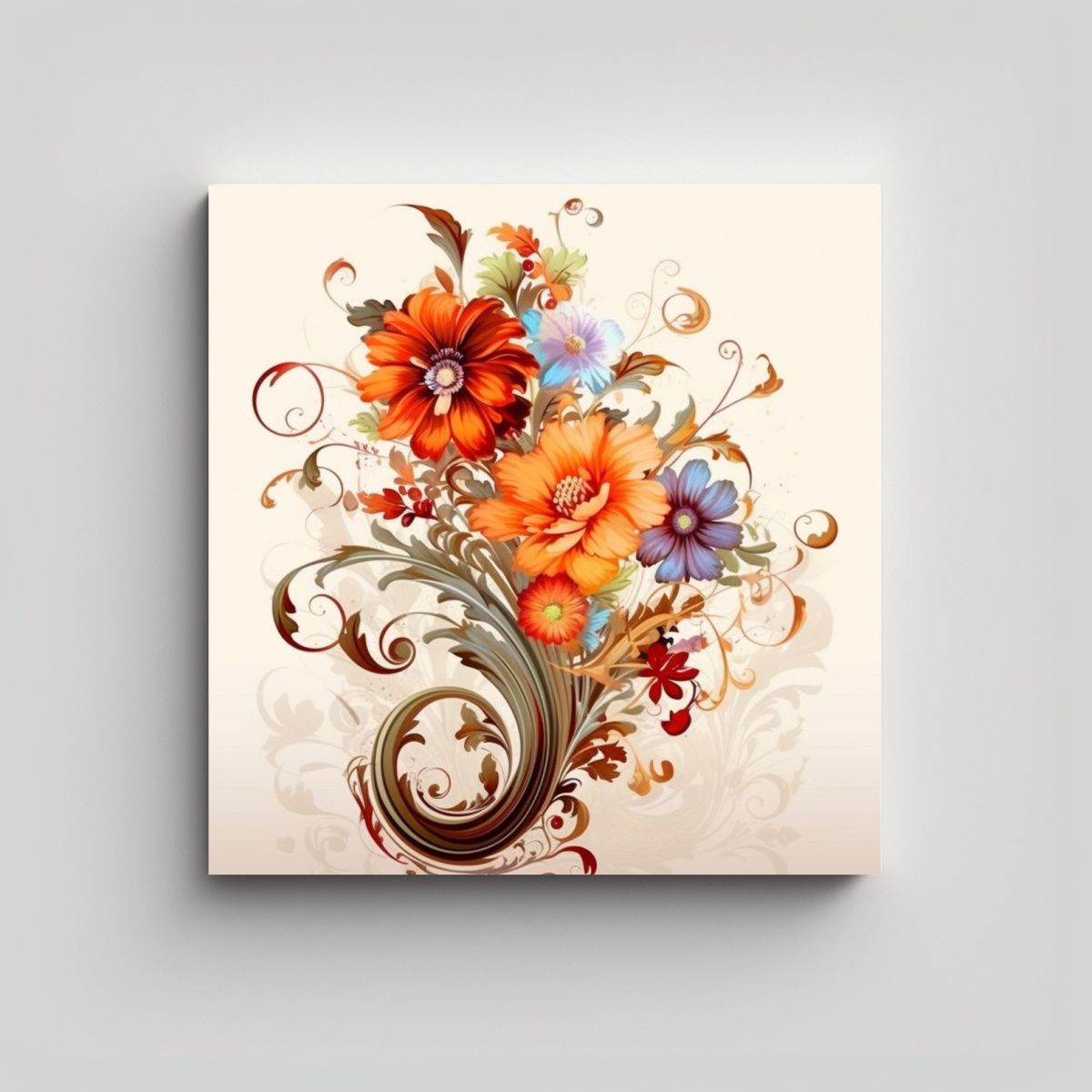 GENERICO - Cuadro Clásico Moderno Con Diseño Floral Para 60x60 Cm