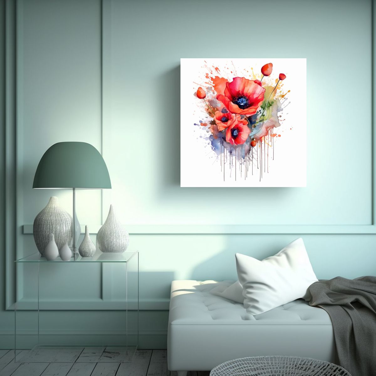 GENERICO - Diseño Minimalista De Arte Acuarela Con Flores 40x40 Cm