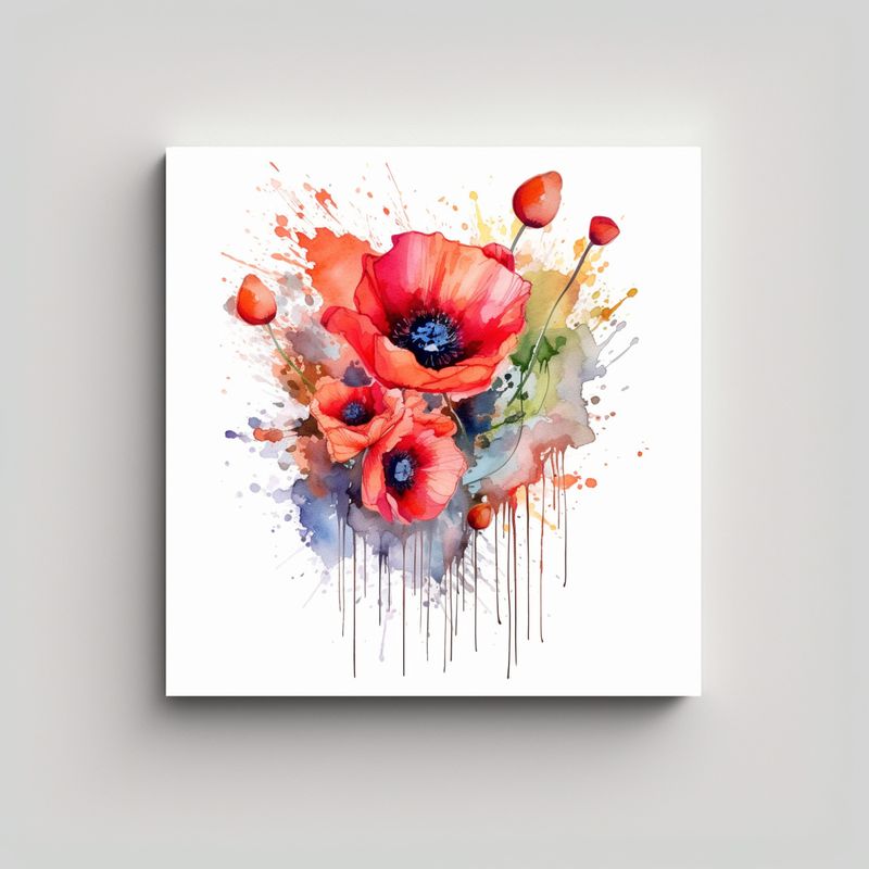 GENERICO - Diseño Minimalista De Arte Acuarela Con Flores 70x70 Cm