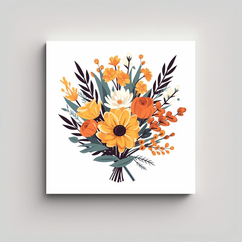 GENERICO - Ilustración Vintage De Ramo De Flores Silvestres 30x30 Cm