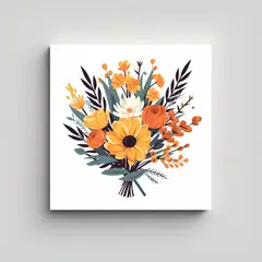 GENERICO - Ilustración Vintage De Ramo De Flores Silvestres 80x80 Cm