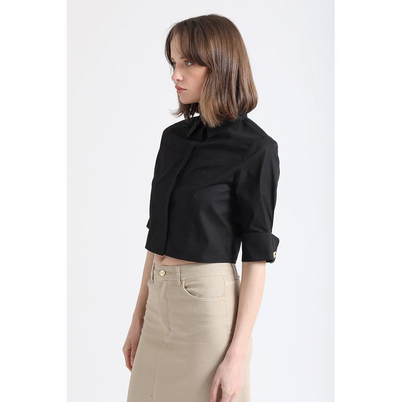 LIOLA - Blusa Cropped Coyeras, Algodón, Negro Liola