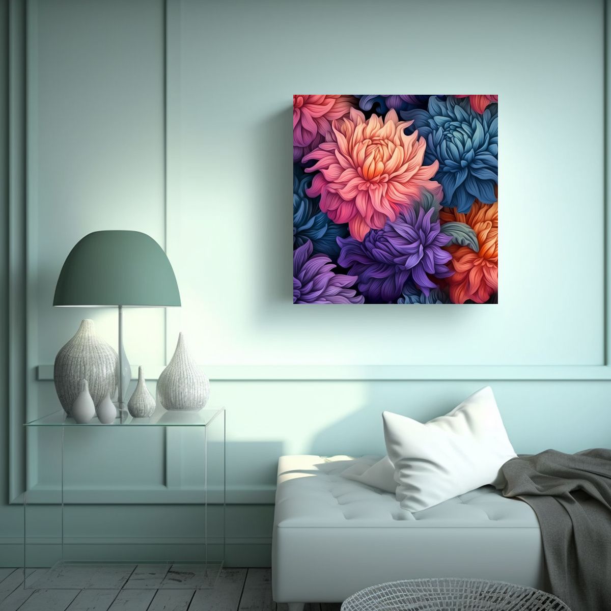GENERICO - Patrón Floral Moderno En Tela De Alta 30x30 Cm