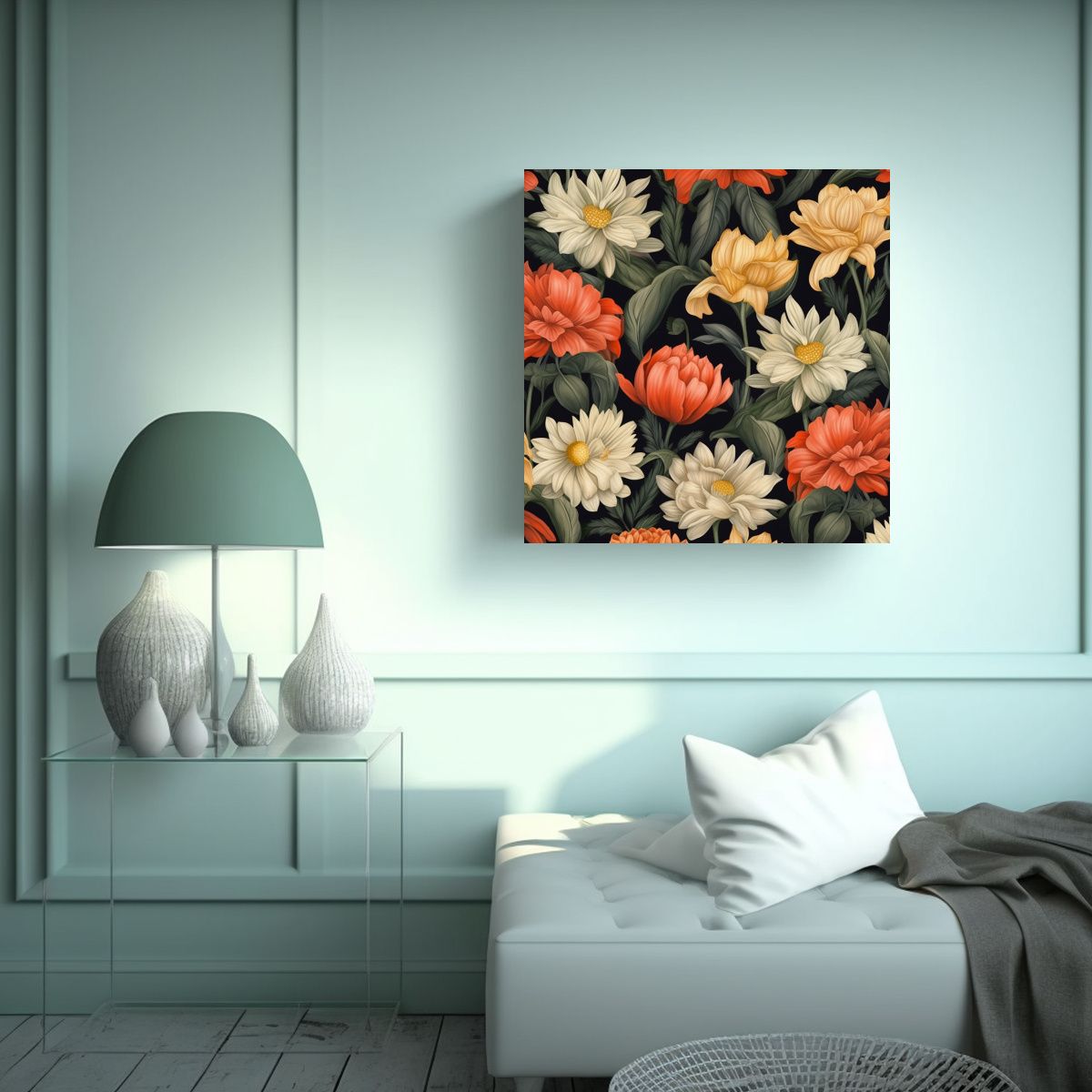 GENERICO - Patrón Floral En Acuarela Ultra HD: Arte De 60x60 Cm