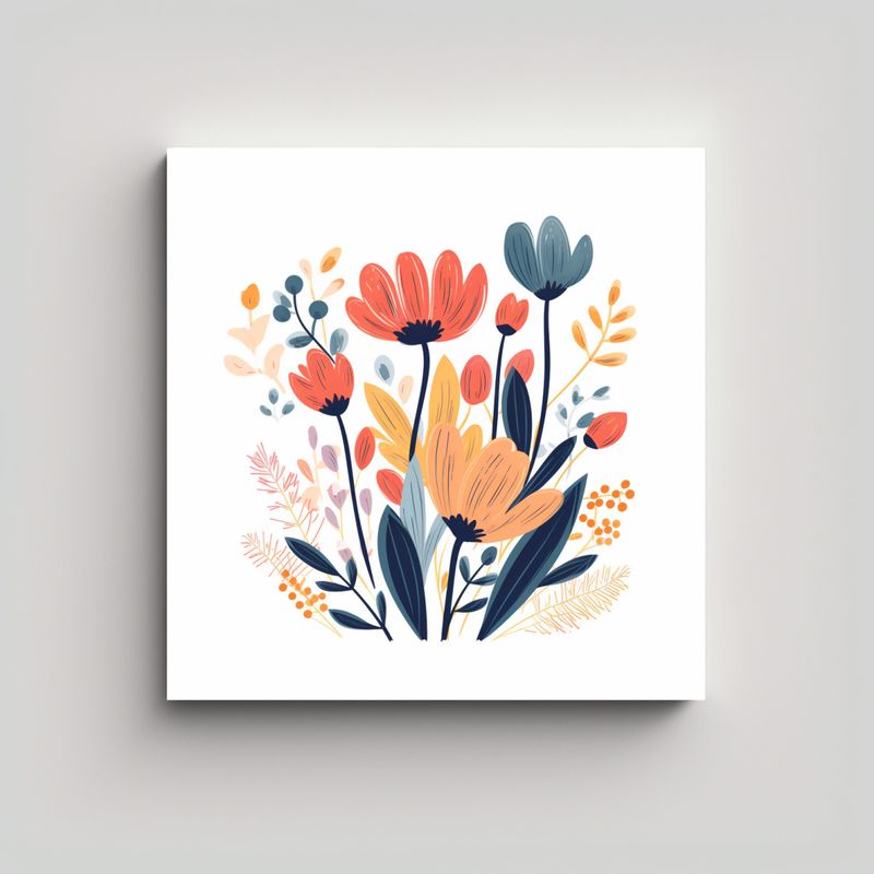 GENERICO - Ilustración Moderna Clásica De Flores En Tela 70x70 Cm