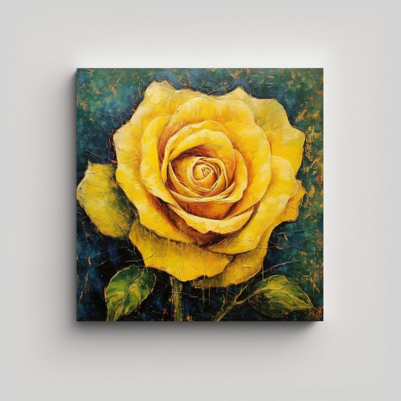 GENERICO - Cuadro Vanguardia Impactante: Arte Rosa Amarilla 40x40 Cm